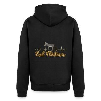 Esel Flüsterer Herzschlag Bauernhof Spruch - Unisex Premium Bio Zip Hoodie - Schwarz - Hinten - Nico (187cm)
