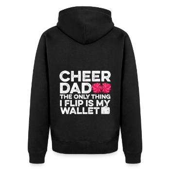 Cheer Dad The Only Thing I Flip Is My Wallet Gymna - Unisex Premium Bio Zip Hoodie - Schwarz - Hinten - Nico (187cm)