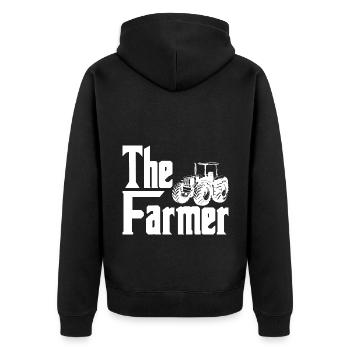 The Farmer Graphic Agriculture Agriculteur Farmer - Unisex Premium Bio Zip Hoodie - Schwarz - Hinten - Nico (187cm)