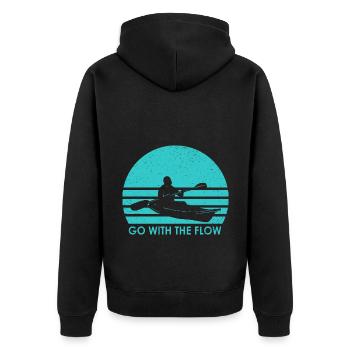 Go With The Flow Kayaking Rowing Canoe Rower Paddl - Unisex Premium Bio Zip Hoodie - Schwarz - Hinten - Nico (187cm)