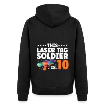 Laser Tag Squad Graphic Lasertag Player Lasertag P - Unisex Premium Bio Zip Hoodie - Schwarz - Hinten - Nico (187cm)