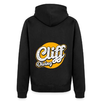 Retro Graphic Cliff Diver Cliff Diving Tombstoning - Unisex Premium Organic Zip Hoodie - black - Back - Nico (187cm)