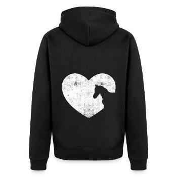 Heart Horse Graphic Horse Lover Equestrian Rider H - Unisex Premium Bio Zip Hoodie - Schwarz - Hinten - Nico (187cm)