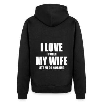 I Love It When My Wife Let's Me Kayaking Rowing Ca - Unisex Premium Bio Zip Hoodie - Schwarz - Hinten - Nico (187cm)