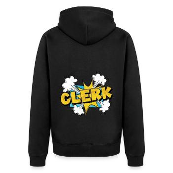 Retro Graphic Bank Clerk Bookkeeper Bank Employee - Unisex Premium Bio Zip Hoodie - Schwarz - Hinten - Nico (187cm)