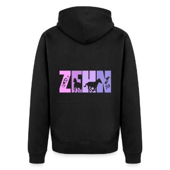 10. Geburtstag Mädchen 10 Jahre alt Pferde Pferd - Unisex Premium Bio Zip Hoodie - Schwarz - Hinten - Nico (187cm)