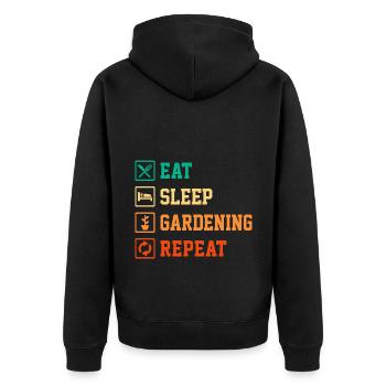 Eat Sleep Gardening Repeat Garden Gardener Horticu - Unisex Premium Bio Zip Hoodie - Schwarz - Hinten - Nico (187cm)