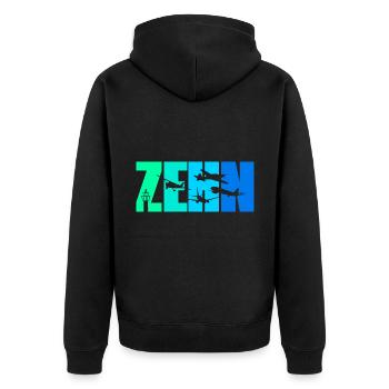 10. Geburtstag Junge 10 Jahre Flugzeug Flugzeuge - Unisex Premium Bio Zip Hoodie - Schwarz - Hinten - Nico (187cm)