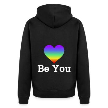Be You Gay Pride Lgbtq Rainbow Transgender Bisexua - Unisex Premium Bio Zip Hoodie - Schwarz - Hinten - Nico (187cm)
