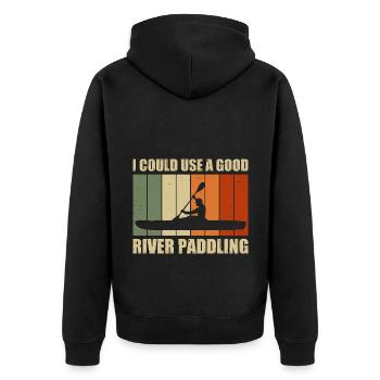 I Could Use A Good Paddling Canoe Rowing Paddling - Unisex Premium Bio Zip Hoodie - Schwarz - Hinten - Nico (187cm)