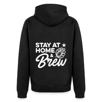 Stay At Home And Brew Homebrewing Brewery Brew Bee - Unisex Premium Bio Zip Hoodie - Schwarz - Hinten - Nico (187cm)