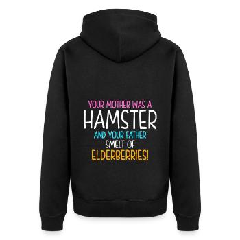 Your Mother Was A Hamster And Your Father Hamster - Unisex Premium Bio Zip Hoodie - Schwarz - Hinten - Nico (187cm)