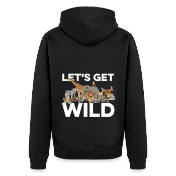 Let's Get Wild Animal Lover Animal Keeper Zoo Keep - Unisex Premium Bio Zip Hoodie - Schwarz - Hinten - Nico (187cm)