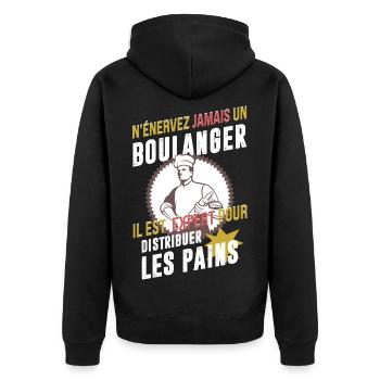Boulanger humour - Veste à capuche bio Premium Unisexe - noir - Dos - Nico (187cm)