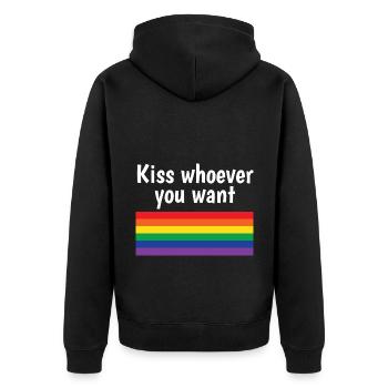Kiss Whoever You Want Lesbian Pansexual Diversity - Unisex Premium Bio Zip Hoodie - Schwarz - Hinten - Nico (187cm)
