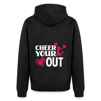 Cheer Your Heart Out Cheerleading Cheerdance Gymna - Unisex Premium Bio Zip Hoodie - Schwarz - Hinten - Nico (187cm)