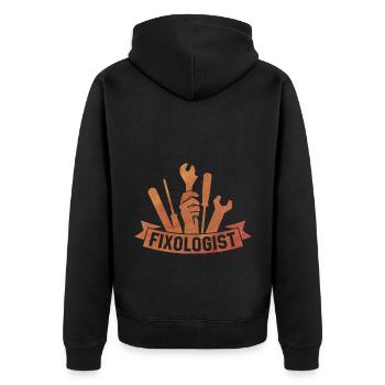 Fixologist Car Lover Auto Mechanic Vehicle Technic - Unisex Premium Organic Zip Hoodie - black - Back - Nico (187cm)