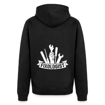 Fixologist Car Lover Auto Mechanic Vehicle Technic - Unisex Premium Organic Zip Hoodie - black - Back - Nico (187cm)