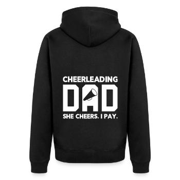 Cheerleading Dad She Cheers I Play Cheerleader Gym - Unisex Premium Bio Zip Hoodie - Schwarz - Hinten - Nico (187cm)