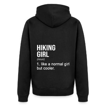 Hiking Girl Noun Definition Hiking Hiker Mountaine - Unisex Premium Bio Zip Hoodie - Schwarz - Hinten - Nico (187cm)