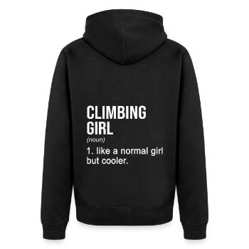 Climbing Girl Like A Normal Girl But Cooler Rock B - Unisex Premium Bio Zip Hoodie - Schwarz - Hinten - Nico (187cm)