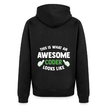 This Is What An Awesome Coder Looks Like Programmi - Unisex Premium Bio Zip Hoodie - Schwarz - Hinten - Nico (187cm)