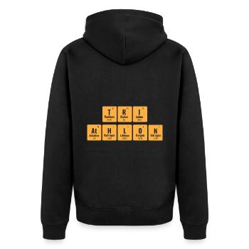 Triathlon Periodensystem Schwimmen Rad Laufen Triathlet - Unisex Premium Bio Zip Hoodie - Schwarz - Hinten - Nico (187cm)