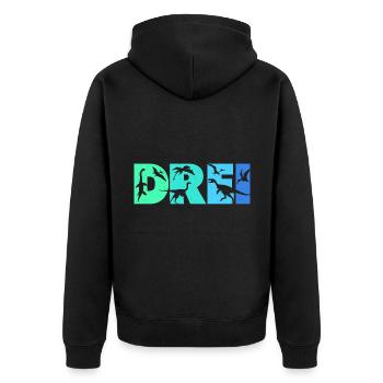 Kinder 3 Jahre Dino 3. Geburtstag Dinosaurier - Unisex Premium Bio Zip Hoodie - Schwarz - Hinten - Nico (187cm)