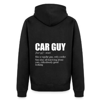 Car Guy Noun Definition Car Enthusiast Motorsport - Unisex Premium Bio Zip Hoodie - Schwarz - Hinten - Nico (187cm)