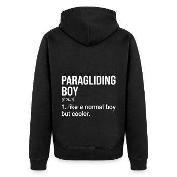 Paragliding Boy Like A Normal Boy But Cooler Parag - Unisex Premium Bio Zip Hoodie - Schwarz - Hinten - Nico (187cm)