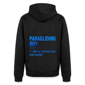 Paragliding Boy Like A Normal Boy But Cooler Parag - Unisex Premium Bio Zip Hoodie - Schwarz - Hinten - Nico (187cm)