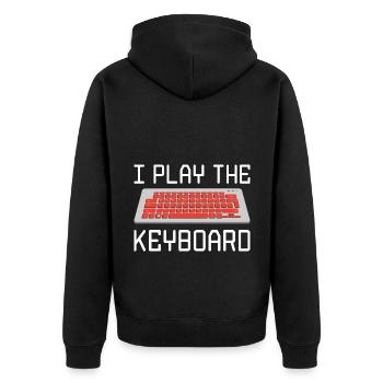 I Play The Keyboard Programmer Software Developer - Unisex Premium Bio Zip Hoodie - Schwarz - Hinten - Nico (187cm)