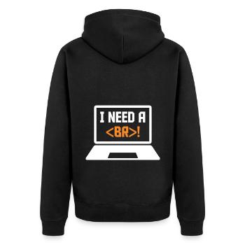 I Need A Break Coding Programming Computer Scienti - Unisex Premium Bio Zip Hoodie - Schwarz - Hinten - Nico (187cm)