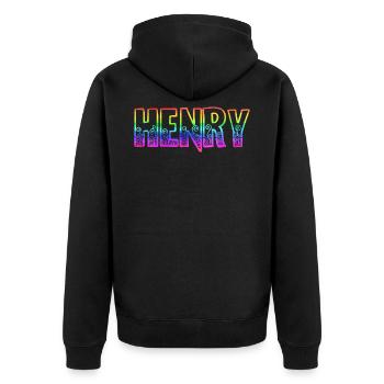 henry rs rainbow - Unisex Premium Organic Zip Hoodie - black - Back - Nico (187cm)