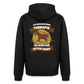 Reiter muss Reiten gehen - Unisex Premium Bio Zip Hoodie - Schwarz - Hinten - Nico (187cm)