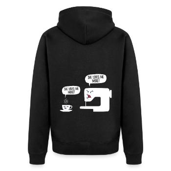 Funny Graphic Knitting Wool Quilting Stitching Sew - Unisex Premium Bio Zip Hoodie - Schwarz - Hinten - Nico (187cm)