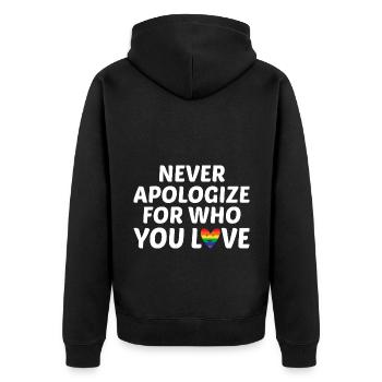 Never Apologize For Who You Love Rainbow Pride Lgb - Unisex Premium Bio Zip Hoodie - Schwarz - Hinten - Nico (187cm)