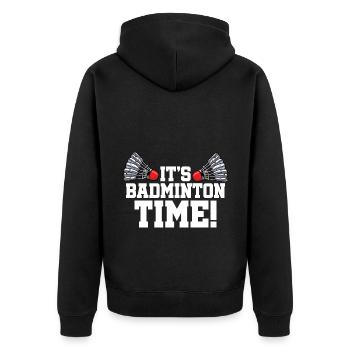 It's Badminton Time Graphic Badminton Player Shutt - Unisex Premium Bio Zip Hoodie - Schwarz - Hinten - Nico (187cm)