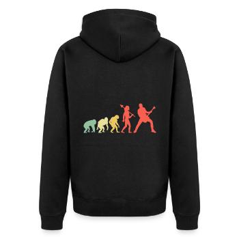 Evolution Bassist Bassist Bassist Musiker - Unisex Premium Bio Zip Hoodie - Schwarz - Hinten - Nico (187cm)