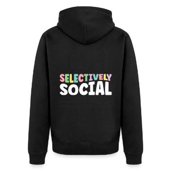 Dictons sociaux sélectifs pour les introvertis - Veste à capuche bio Premium Unisexe - noir - Dos - Nico (187cm)