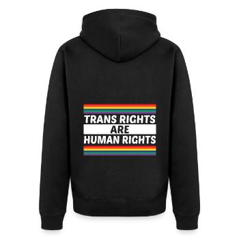 Trans Rights Are Human Rights Gay Rainbow Lgbtq Qu - Unisex Premium Bio Zip Hoodie - Schwarz - Hinten - Nico (187cm)