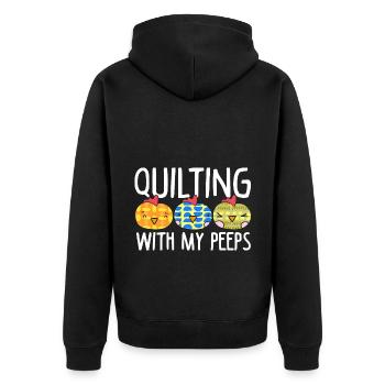 Quilting With Me Peeps Sewing Crocheting Knitting - Unisex Premium Bio Zip Hoodie - Schwarz - Hinten - Nico (187cm)