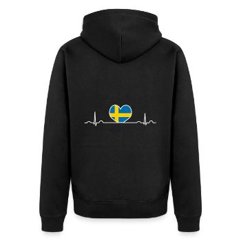 Schweden - Unisex Premium Bio Zip Hoodie - Schwarz - Hinten - Nico (187cm)