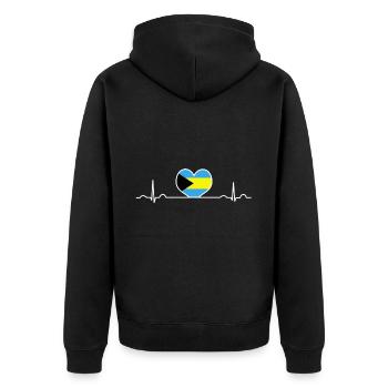 Bahamas - Unisex Premium Bio Zip Hoodie - Schwarz - Hinten - Nico (187cm)