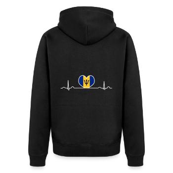 Barbados - Unisex Premium Bio Zip Hoodie - Schwarz - Hinten - Nico (187cm)