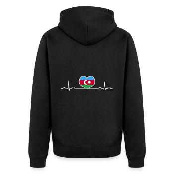 Azerbaijan - Unisex Premium Organic Zip Hoodie - black - Back - Nico (187cm)