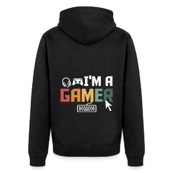 I'm A Gamer Video Game Player Gaming Nerd Geek Pc - Unisex Premium Bio Zip Hoodie - Schwarz - Hinten - Nico (187cm)