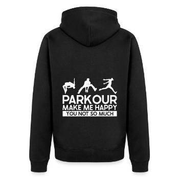 Parkour - Unisex Premium Bio Zip Hoodie - Schwarz - Hinten - Nico (187cm)