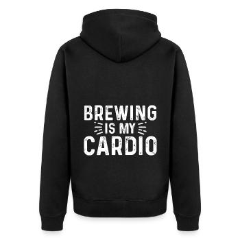 Brewing Is My Cardio Homebrewing Craftbeer Brewery - Unisex Premium Bio Zip Hoodie - Schwarz - Hinten - Nico (187cm)