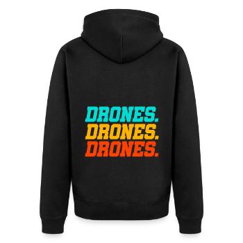 Retro Graphic Drone Flying Quadcopter Pilot RC Dro - Unisex Premium Organic Zip Hoodie - black - Back - Nico (187cm)